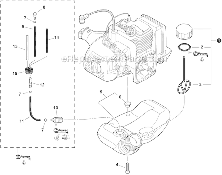 Fuel System Diagram and Parts List for SHC-225S S86213001001-S86213999999 Echo Hedge Trimmer