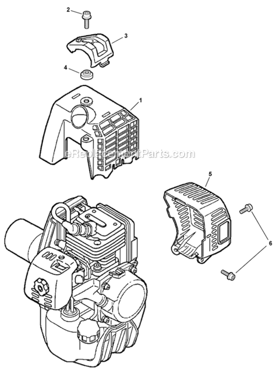 Engine_Cover_Exhaust_Cover Diagram and Parts List for SHC-260 05001001-05999999 Echo Hedge Trimmer