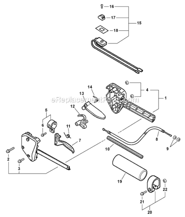 Control_Handle_Throttle_Cable_Igniton_Switch Diagram and Parts List for SHC-260 05001001-05999999 Echo Hedge Trimmer