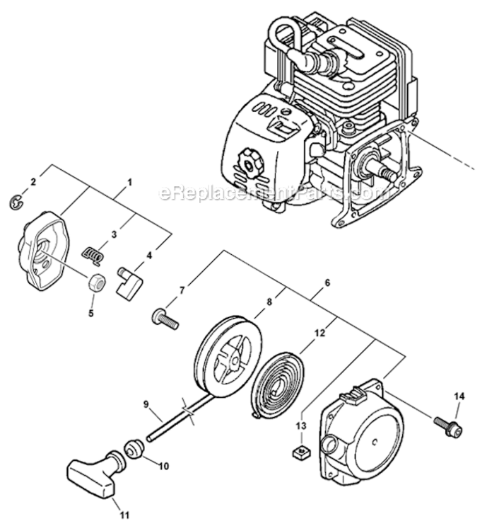 Starter_-_Standard Diagram and Parts List for SHC-260 05001001-05999999 Echo Hedge Trimmer