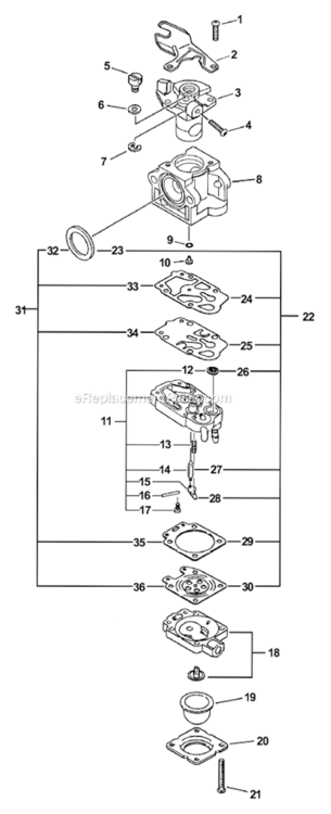 Carburetor_-_Wyj-315A_SN_05001001-05003456 Diagram and Parts List for SHC-260 05001001-05999999 Echo Hedge Trimmer