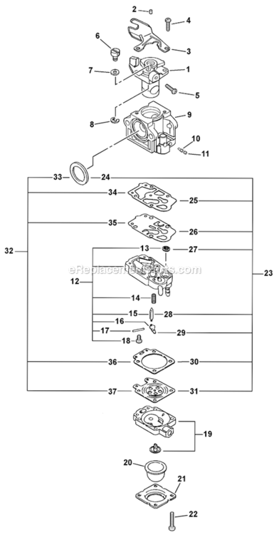 Carburetor_-_Wyk-186_SN_05003457-05999999 Diagram and Parts List for SHC-260 05001001-05999999 Echo Hedge Trimmer