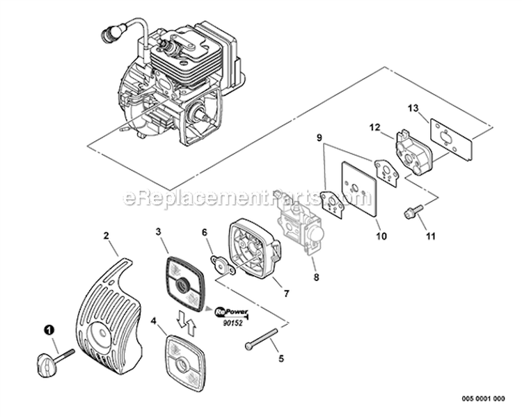 Page J Diagram and Parts List for SHC-265 S77711001001-S77711999999 - Echo Hedge Trimmer