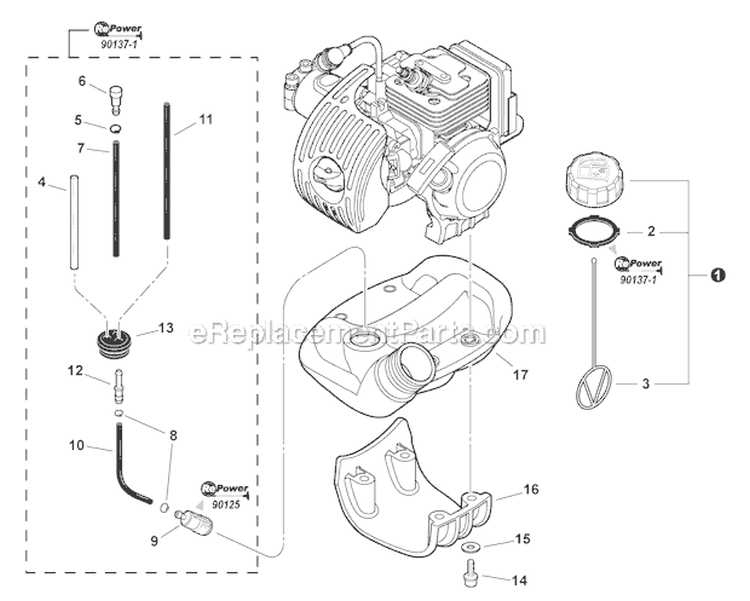 Fuel System Diagram and Parts List for SHC-266 T43911001001-T43911999999 Echo Hedge Trimmer
