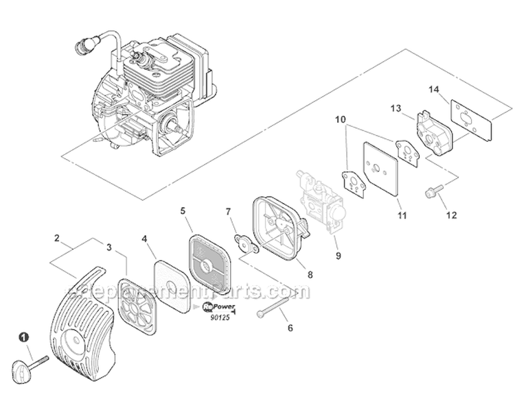Intake Diagram and Parts List for SHC-266 T43911001001-T43911999999 Echo Hedge Trimmer