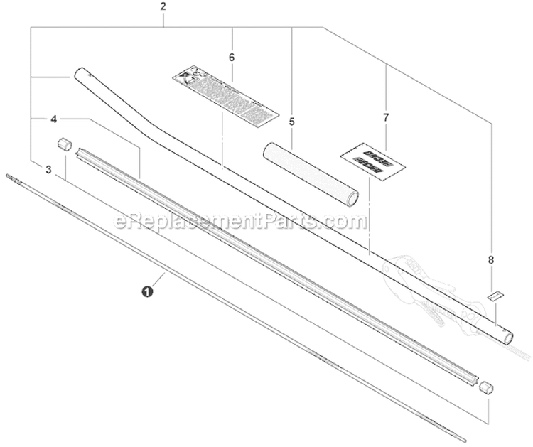 Main Pipe, Flexible Driveshaft Diagram and Parts List for SHC-266 T43911001001-T43911999999 Echo Hedge Trimmer