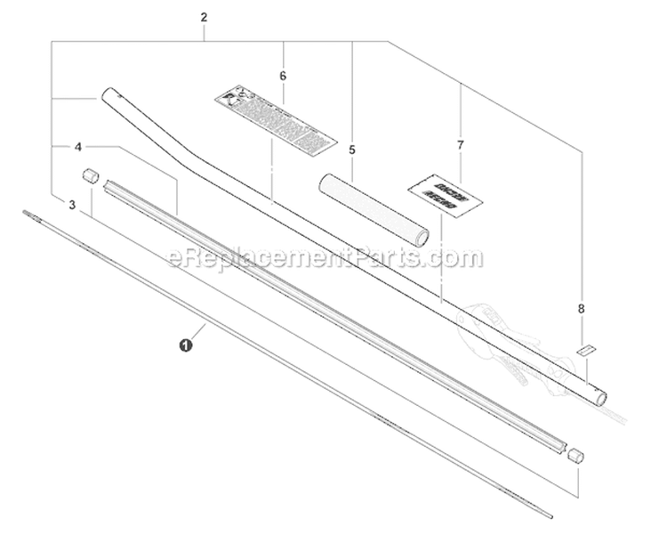 Main Pipe, Flexible Driveshaft Diagram and Parts List for SHC-266 T44012001001-T44012999999 Echo Hedge Trimmer