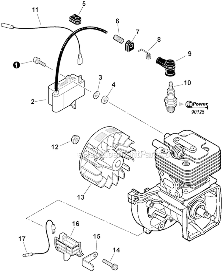 Flywheel, Ignition Diagram and Parts List for SHC-266 T44012001001-T44012999999 Echo Hedge Trimmer
