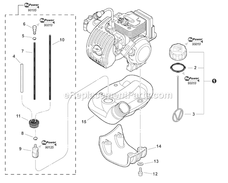 Fuel System Diagram and Parts List for SHC-266 T44113001001-T44113999999 Echo Hedge Trimmer