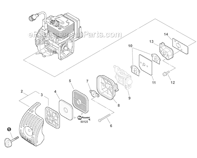 Intake Diagram and Parts List for SHC-266 T44113001001-T44113999999 Echo Hedge Trimmer