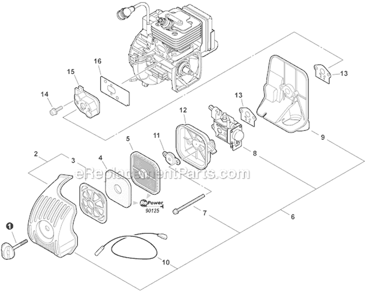 Intake Diagram and Parts List for SHC-266 T44113001001-T44113999999 Echo Hedge Trimmer