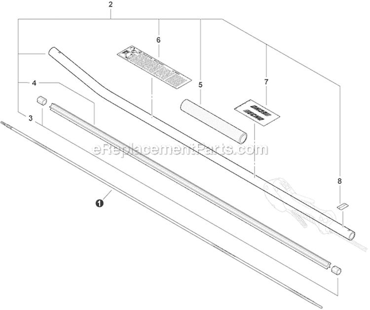 Main Pipe, Flexible Driveshaft Diagram and Parts List for SHC-266 T44113001001-T44113999999 Echo Hedge Trimmer
