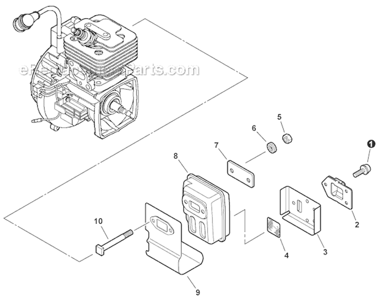 Exhaust Diagram and Parts List for SHC-266 T44113001001-T44113999999 Echo Hedge Trimmer