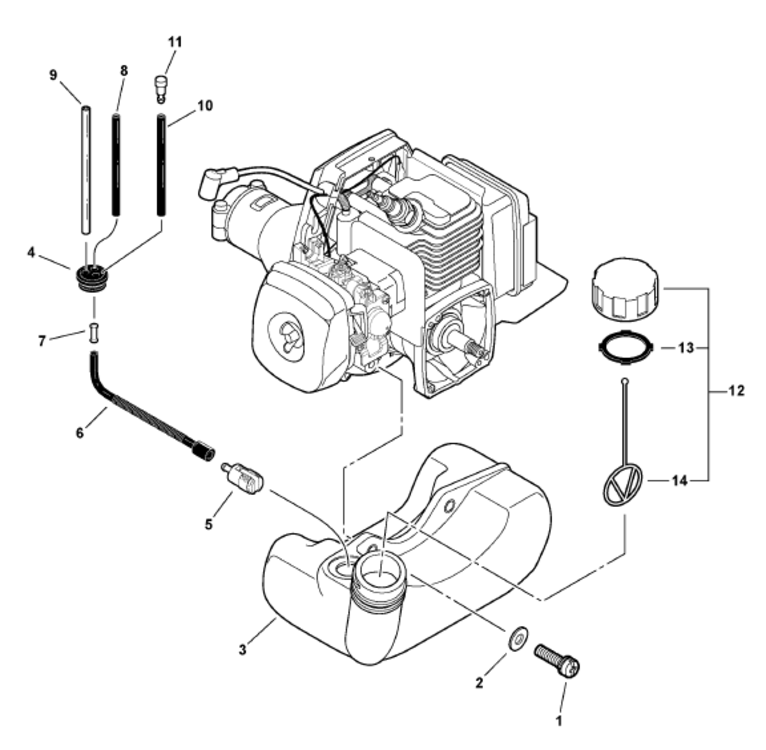 Fuel System Diagram and Parts List for SHC-212  Echo Hedge Trimmer