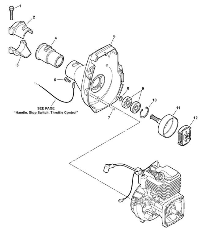 Fan Case Clutch Diagram and Parts List for SHC-212  Echo Hedge Trimmer
