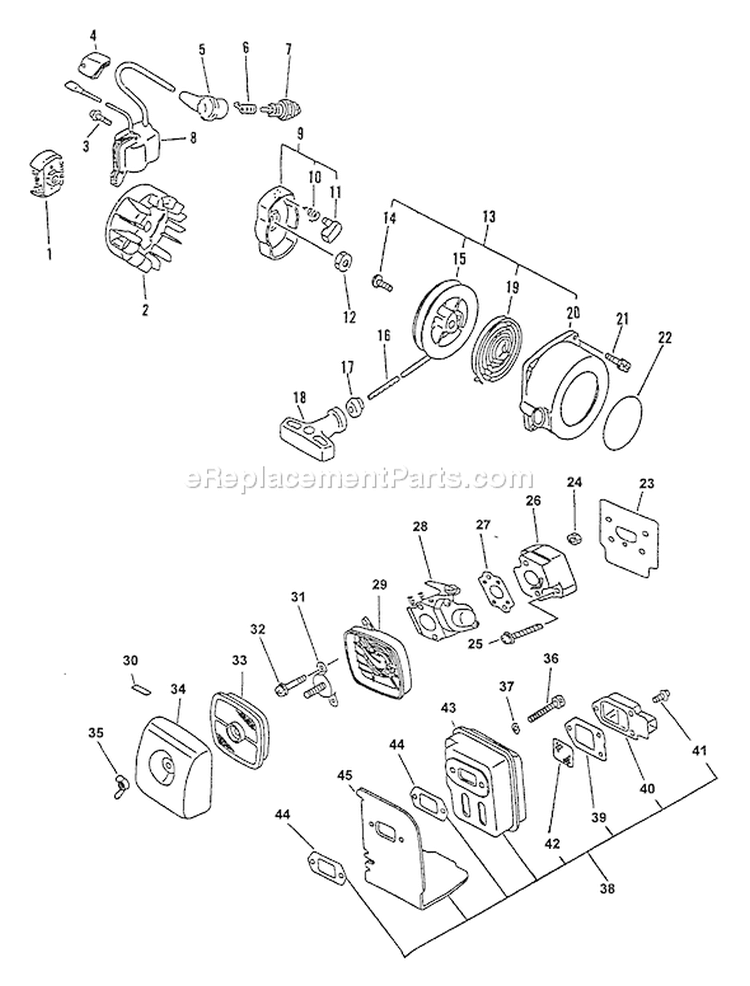 Page E Diagram and Parts List for SHR-2100 After A/N 001001 Echo Sprayer