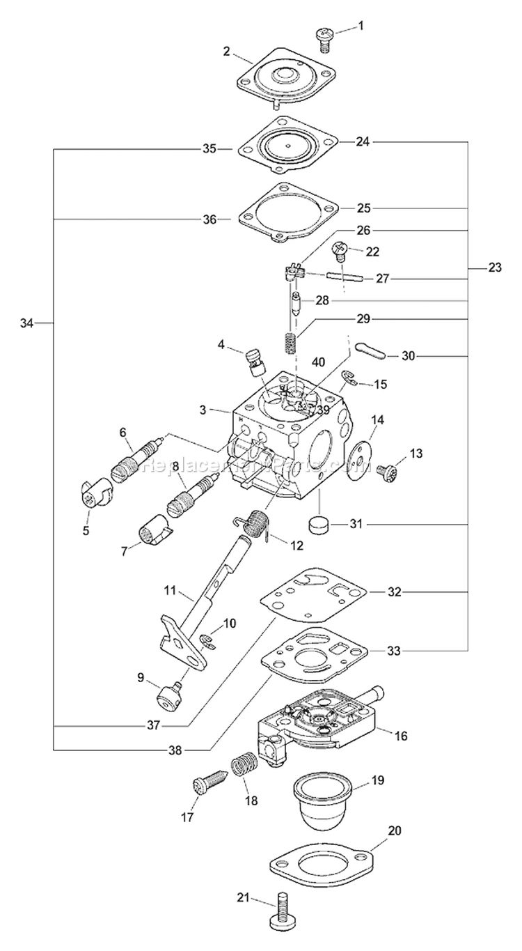 Page B Diagram and Parts List for SHR-210 05001001 - 05999999 Echo Sprayer