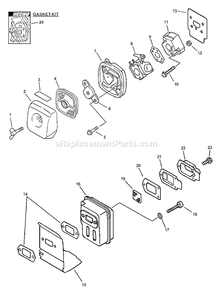 Page E Diagram and Parts List for SHR-210 05001001 - 05999999 Echo Sprayer
