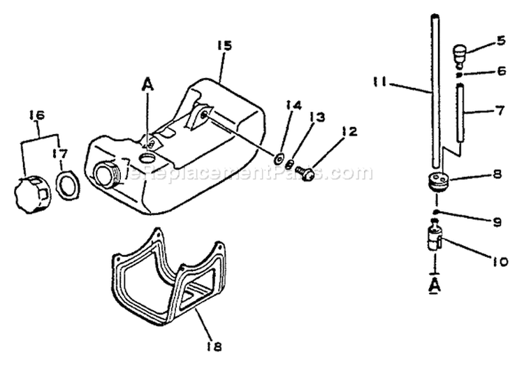 Page E Diagram and Parts List for SRM-1500A  Echo Trimmer