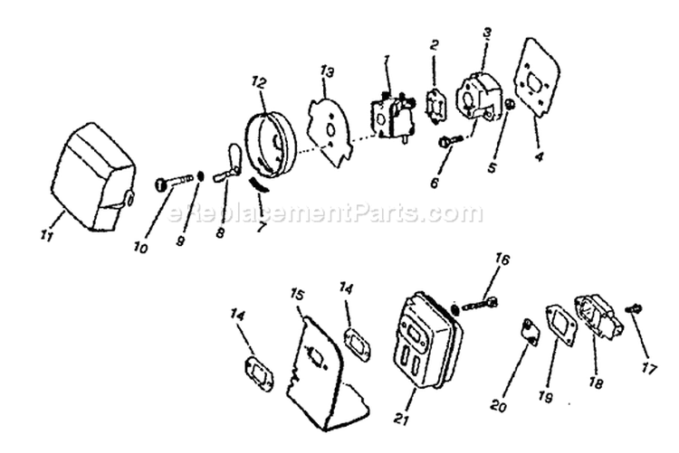 Page F Diagram and Parts List for SRM-1501 0039001 - 0083386 Echo Trimmer