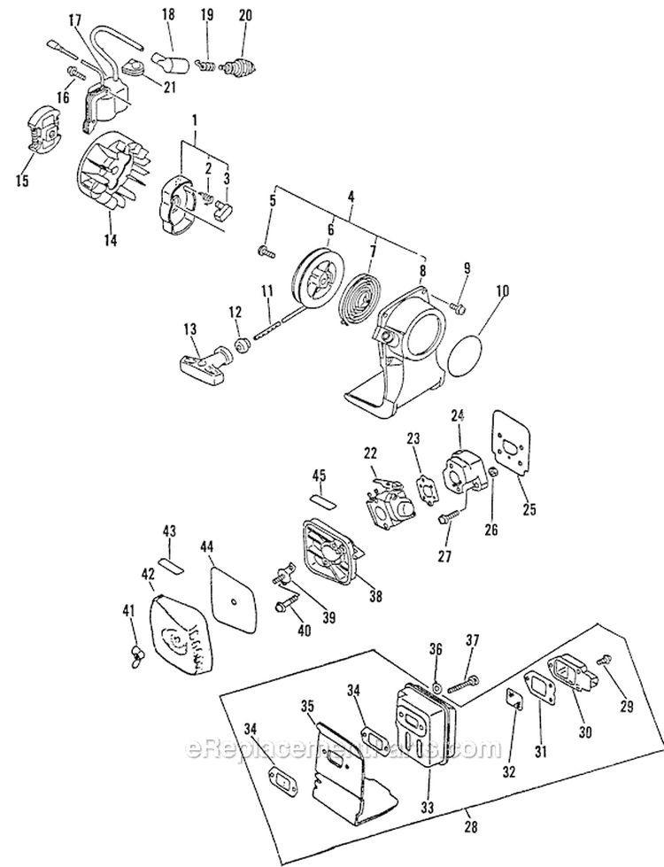 Page E Diagram and Parts List for SRM-1501 After S/N 0135001 Echo Trimmer