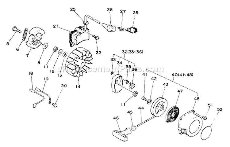 Page G Diagram and Parts List for SRM-2000  Echo Trimmer