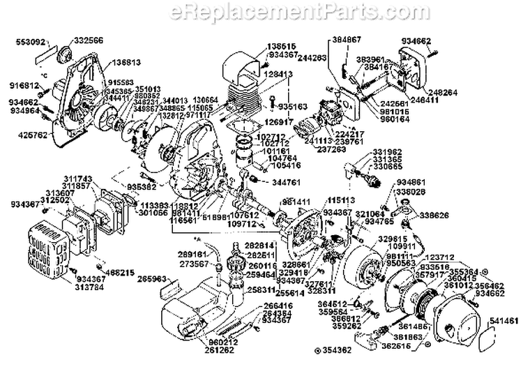 Page B Diagram and Parts List for SRM-200DB 001001 - 021800 Echo Trimmer