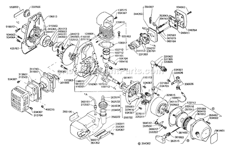 Page B Diagram and Parts List for SRM-200DB After S/N 021801 Echo Trimmer