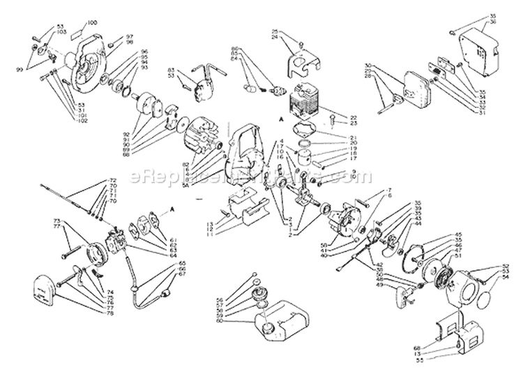 Page C Diagram and Parts List for SRM-200  Echo Trimmer