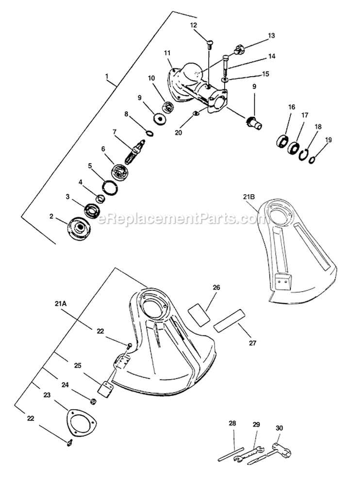 Page E Diagram and Parts List for SRM-2100SB Type 1E -After S/N 501001 Echo Trimmer