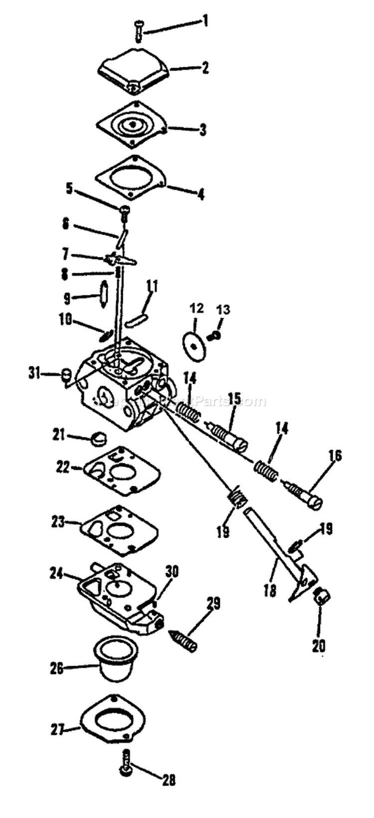 Carburetor Diagram and Parts List for SRM-2100 Type 1 -001001 - 159490 Echo Trimmer