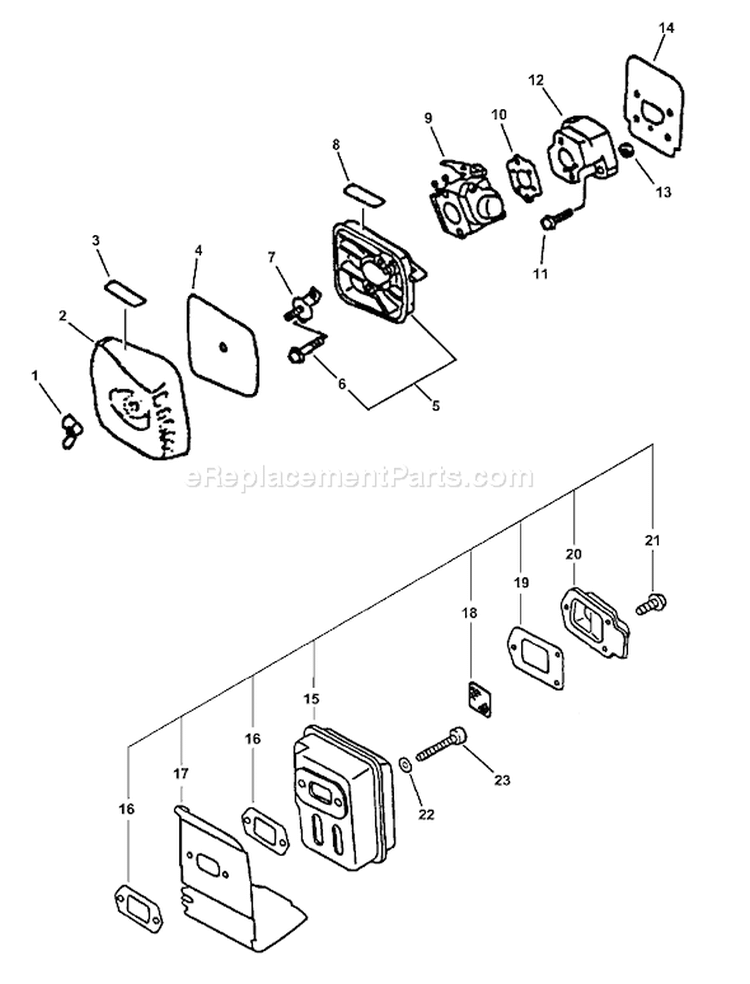 Page F Diagram and Parts List for SRM-2100 Type 1 -001001-205481 Echo Trimmer