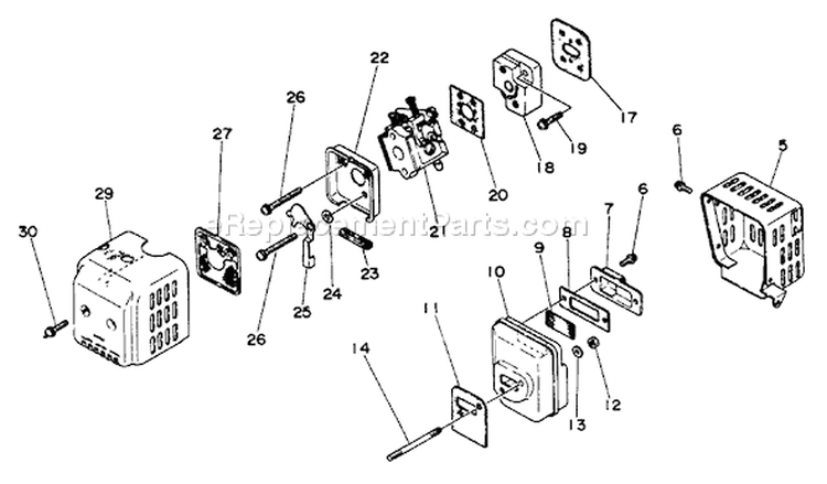 Page E Diagram and Parts List for SRM-210AE  Echo Trimmer