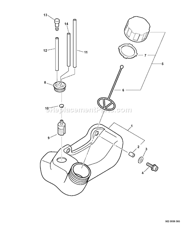 Page J Diagram and Parts List for SRM-210SB 05001001 - 05999999 Echo Trimmer