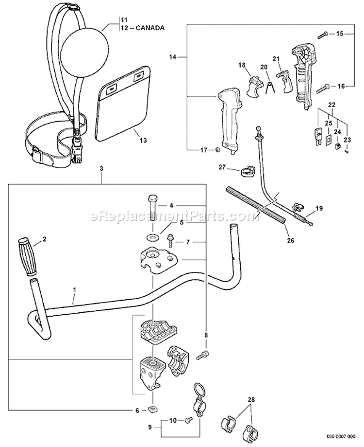 Page H Diagram and Parts List for SRM-210U S74612001001 - S74612999999 Echo Trimmer