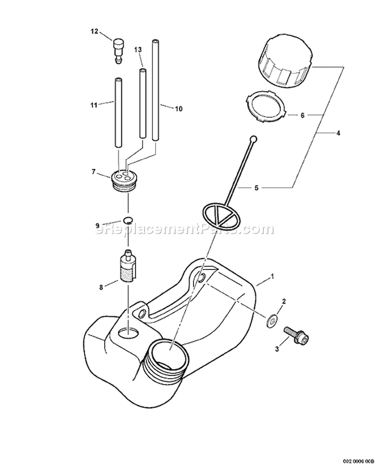 Page H Diagram and Parts List for SRM-210 08075195 - 08467771 Echo Trimmer