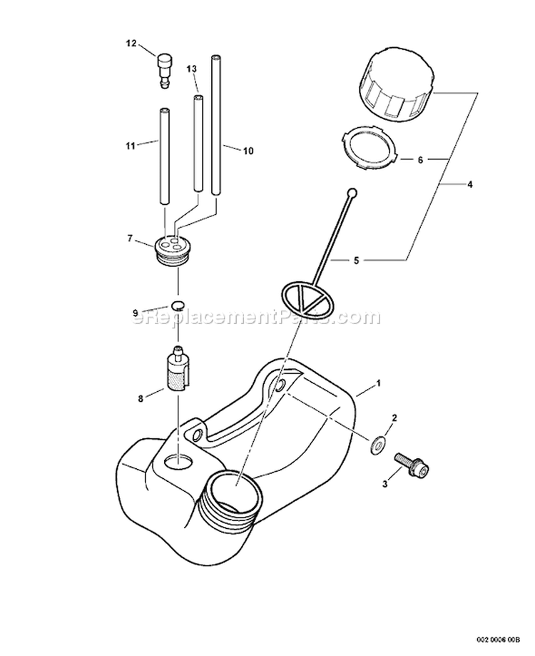Page H Diagram and Parts List for SRM-210 10001301 - 10999999 Echo Trimmer