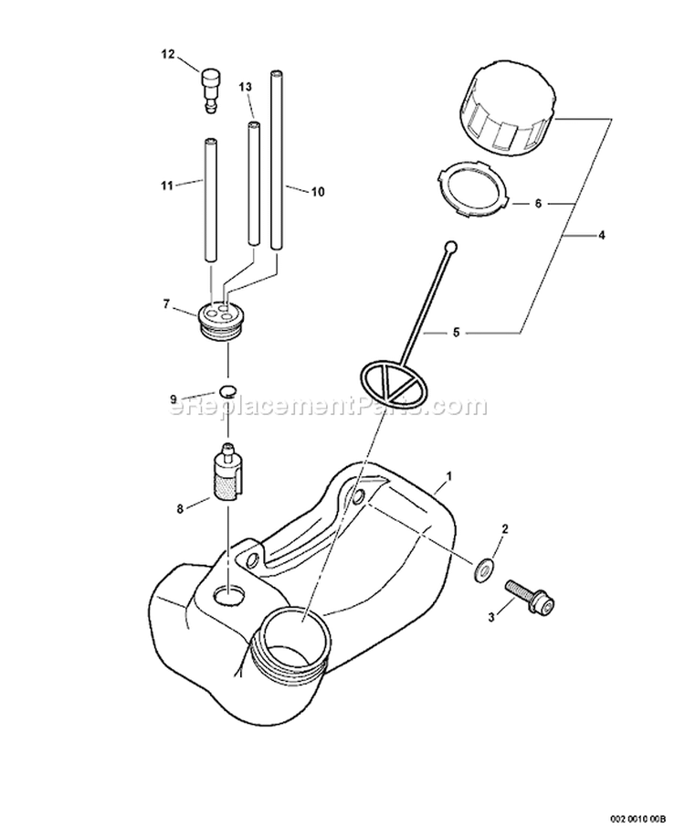 Page F Diagram and Parts List for SRM-210 S65311001001 - S65311999999 Echo Trimmer