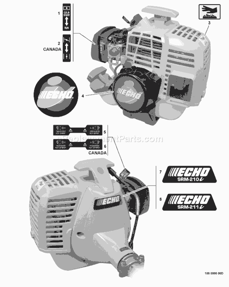 Page L Diagram and Parts List for SRM-210I 05022116 - 05999999 Echo Trimmer