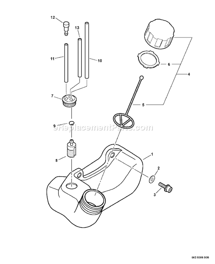 Page H Diagram and Parts List for SRM-210I 08002838 - 08017570 Echo Trimmer
