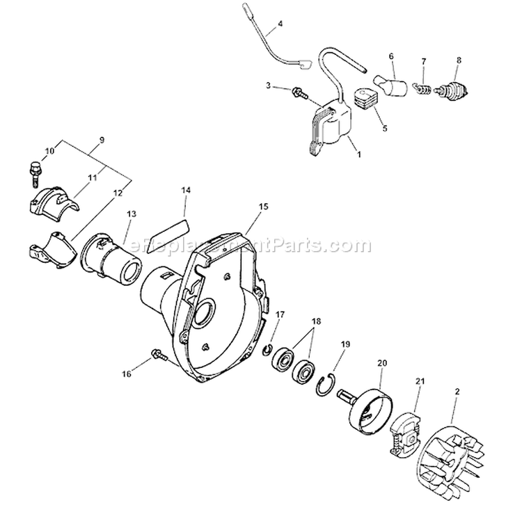 Page G Diagram and Parts List for SRM-2110 Type 1E Echo Trimmer