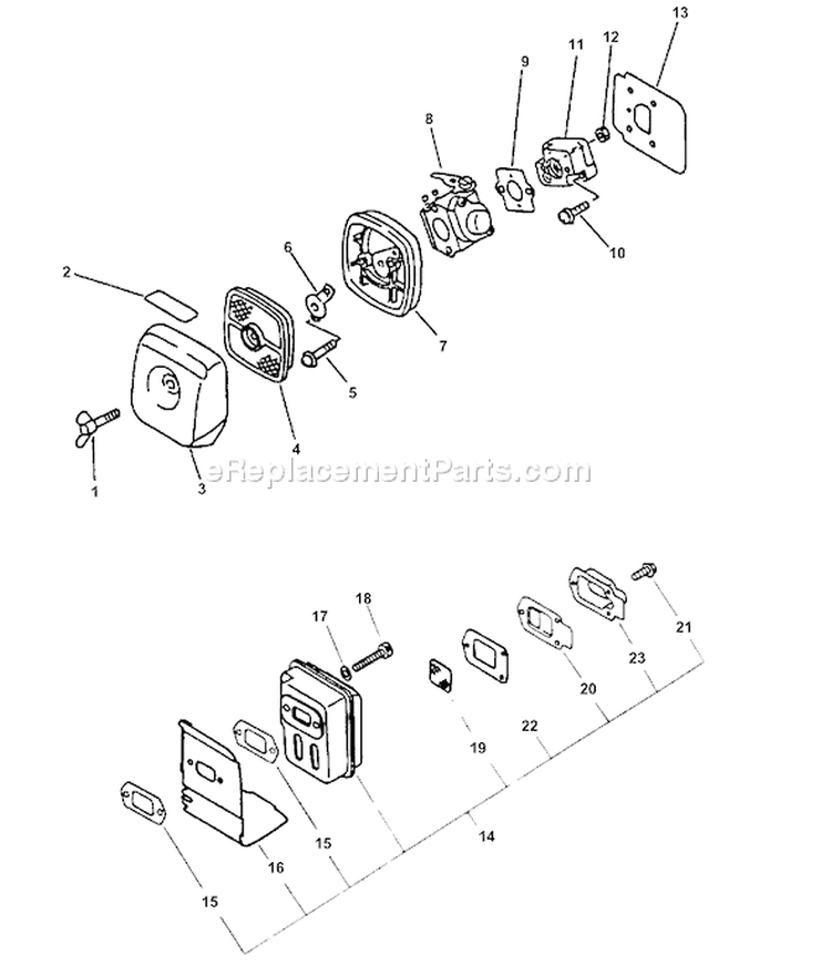 Page H Diagram and Parts List for SRM-2110 Type 1E Echo Trimmer