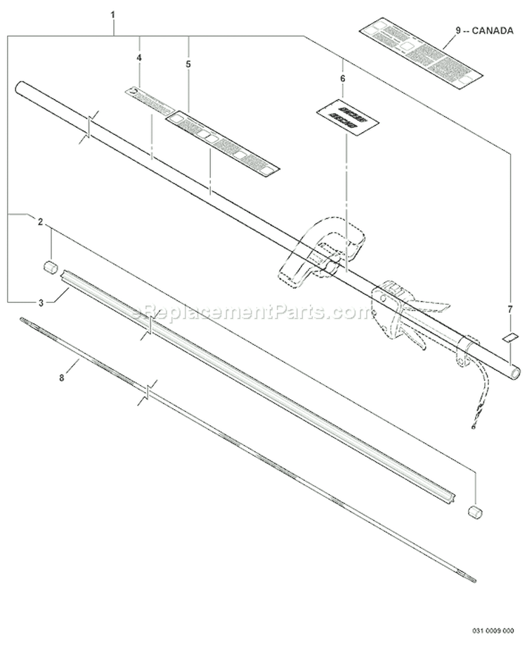Page M Diagram and Parts List for SRM-211I 09001001-09001143 Echo Trimmer