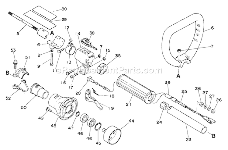 Page B Diagram and Parts List for SRM-2200  Echo Trimmer