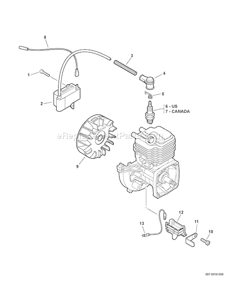 Page K Diagram and Parts List for PPF-225 S63212001001-S63212999999 Echo Pole Saw