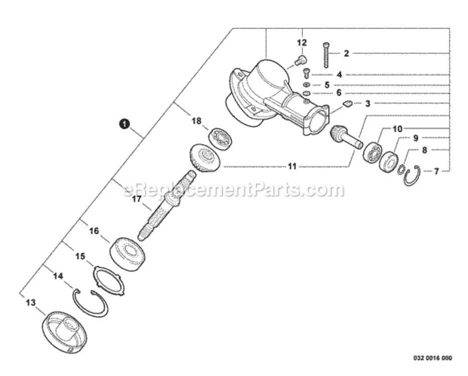 Gear_Case Diagram and Parts List for SRM-225 S89312001001 - S89312013423 Echo Trimmer