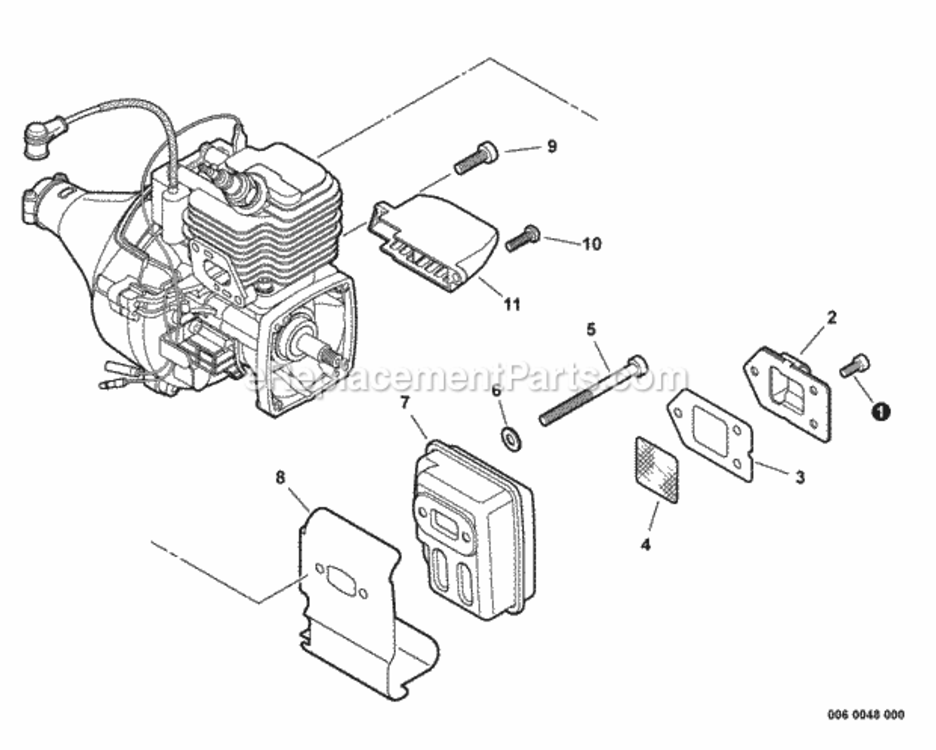 Exhaust Diagram and Parts List for SRM-225 S89413001001 - S89413999999 Echo Trimmer