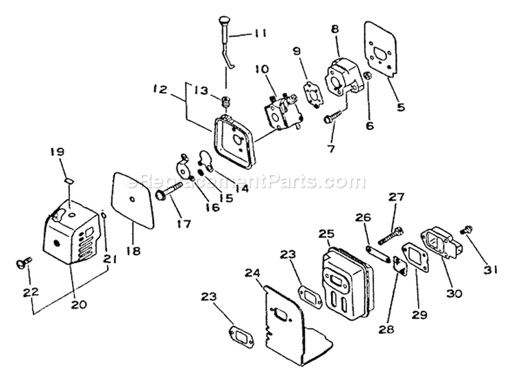 Page F Diagram and Parts List for SRM-2300  Echo Trimmer