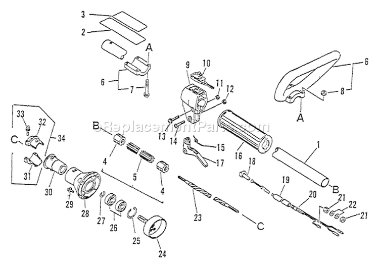 Page B Diagram and Parts List for SRM-2301 After S/N 0031001 Echo Trimmer