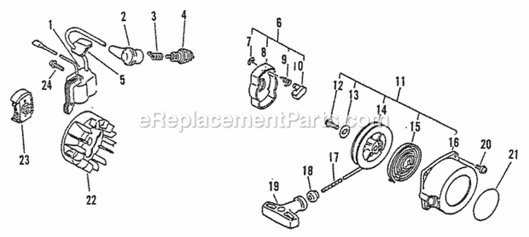 Clutch Ignition Starter Diagram and Parts List for SRM-2310  Echo Trimmer